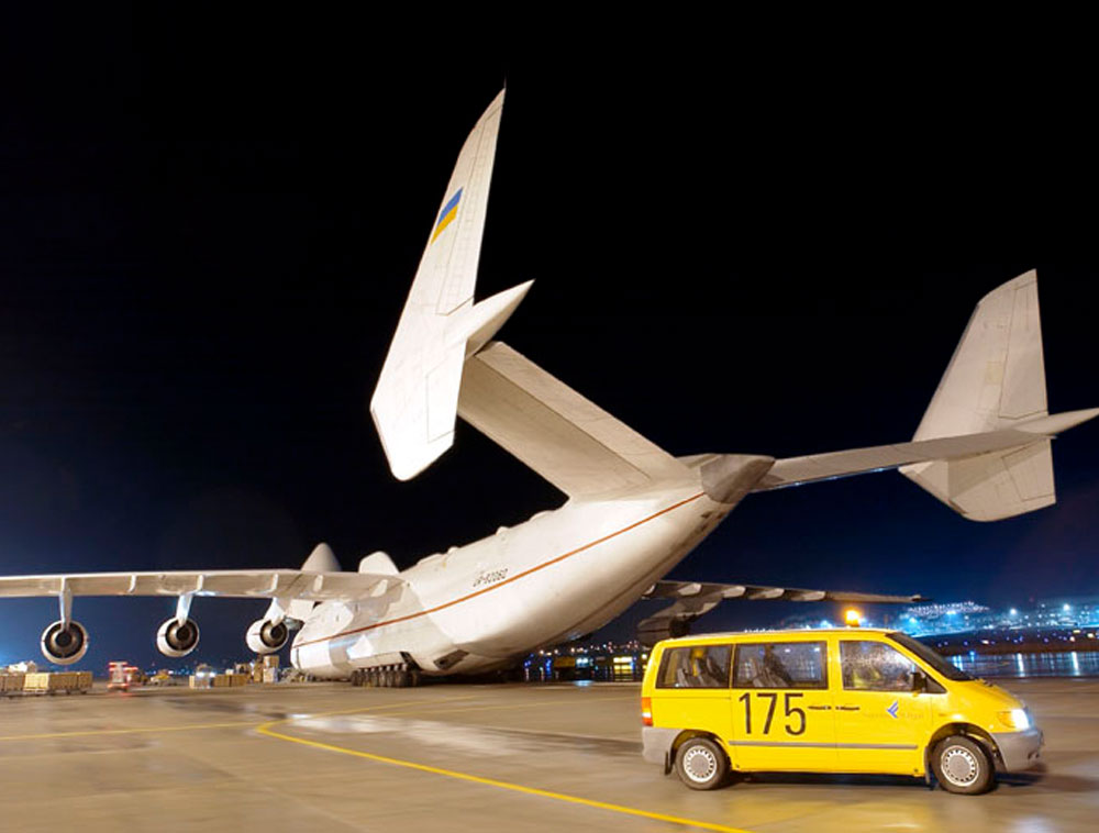 First commercial charter flight with the world's largest wide body cargo aircraft Antonov AN-225